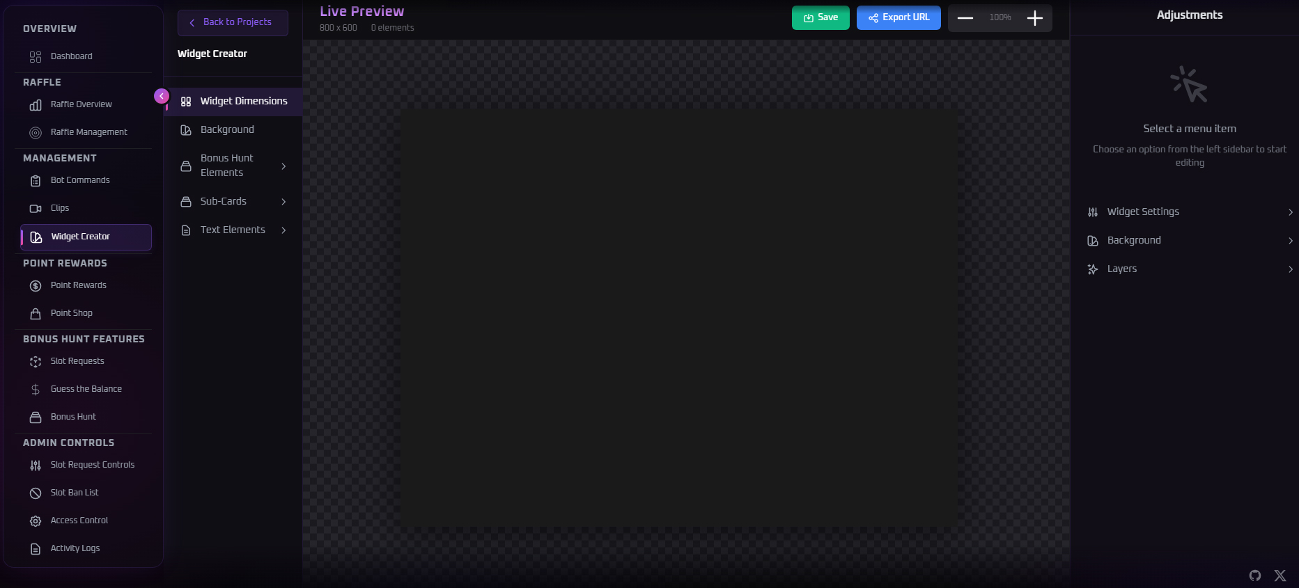 Widget Creator Dashboard