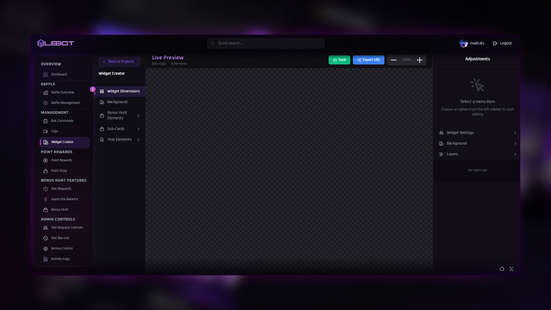 Widget Creator Dashboard